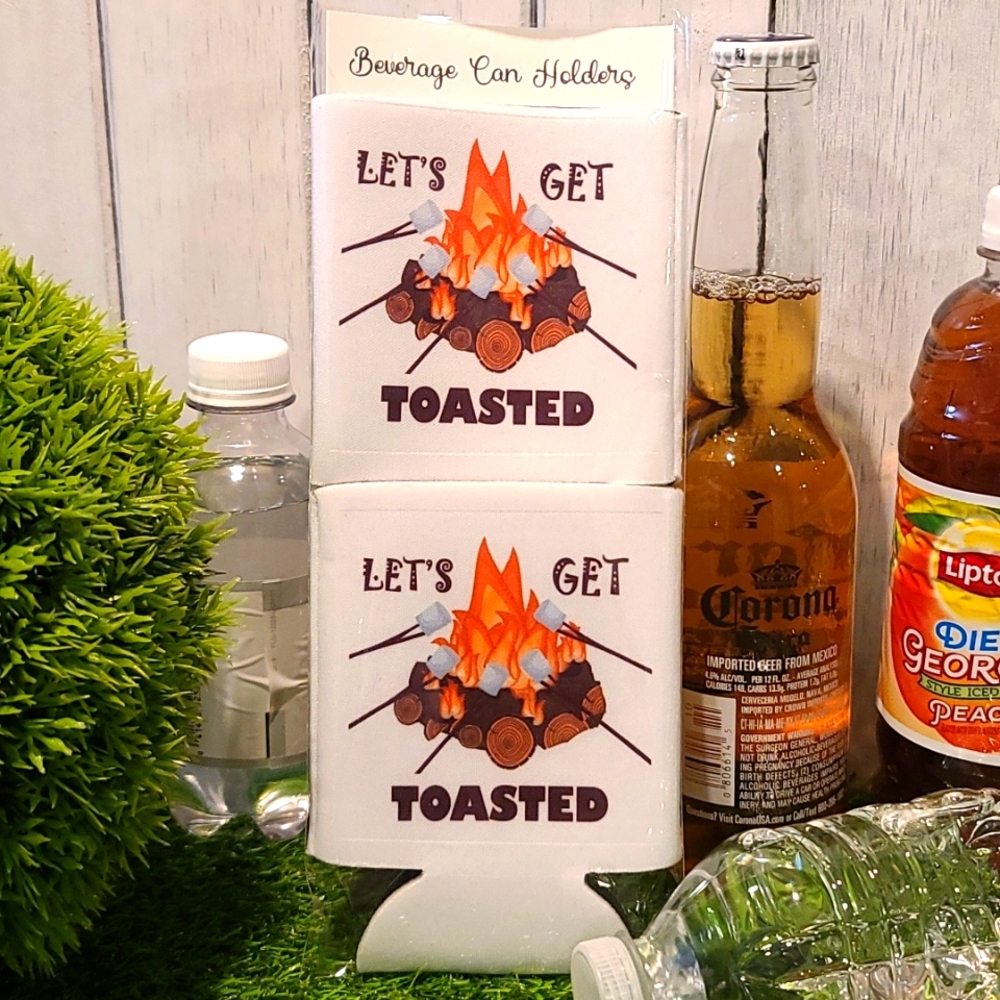 Campfire toasted theme Beverage holder set of 2 for can water bottle beer